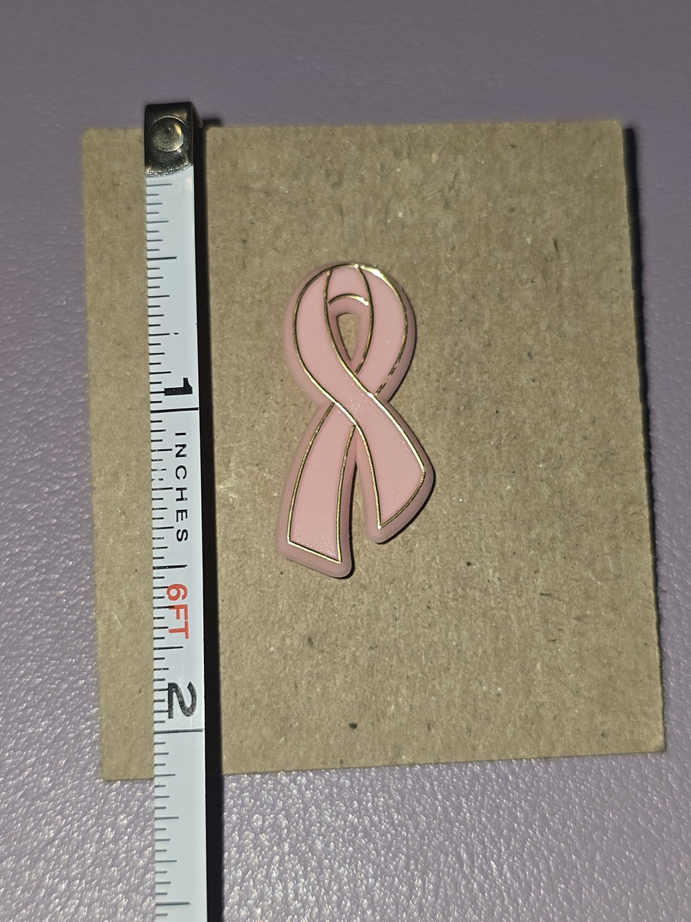 Pink Ribbon Breast Cancer Awareness Pin, Plastic - Picture 4 of 4
